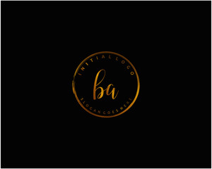 BA Initial handwriting logo vector	