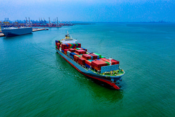 Cargo containers ship logistics transportation Container Ship Vessel Cargo Carrier. import export...