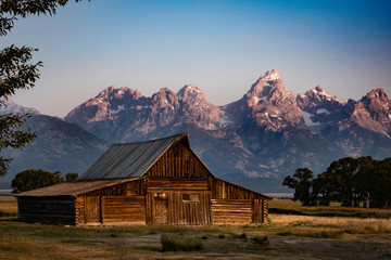 Barn in front of Grand Teton along Mormon Row