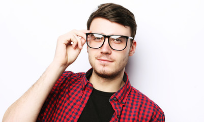 beautiful young man wearing glasses