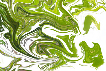 abstract Green and White Liquid Marble Swirl texture Background or wallpaper.