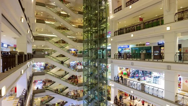 Kuala Lumpur City Famous Mall Main Hall Panorama 4k Timelapse Malaysia 