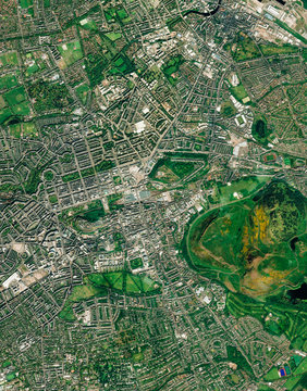 High resolution Satellite image of Edinburgh, Scotland (Isolated imagery of Scotland. Elements of this image furnished by NASA)