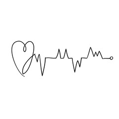 heart disease cardiogram.heartbeat line doodle illustration