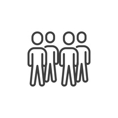 Group of four people line icon. Staff teamwork linear style sign for mobile concept and web design. Crowd of people outline vector icon. Symbol, logo illustration. Vector graphics