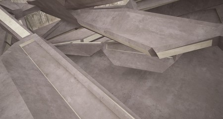 Abstract brown and beige concrete interior. 3D illustration and rendering.