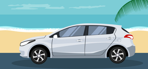 Background of a Hatchback on the beach in summer © Ipajoel