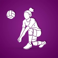 Volleyball player action cartoon graphic vector.