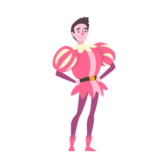 Young Man Wearing Medieval Festival Costume, Masquerade Ball, Person Taking Part at Carnival Party or Holiday Celebration Vector Illustration