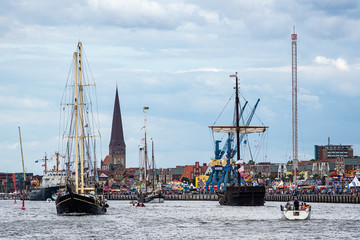 Segelschiffe auf der Hanse Sail in Rostock