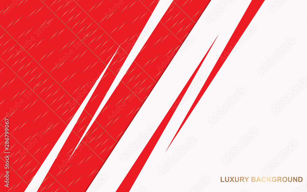 Poster abstract red and white overlapping layers background a combination with golden texture line decorati