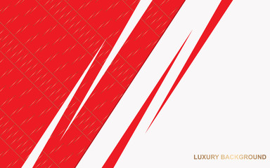 Abstract red and white overlapping layers background a combination with golden texture line decoration. Luxury and premium concept vector design template for use element modern cover, banner, card