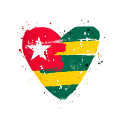 Togo flag in the form of a big heart.