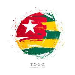 Togo flag in the shape of a big circle.