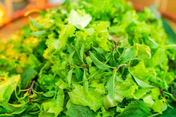 Fresh mixed salad, to eat together with hot noodle soup