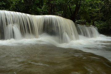 Fototapeta na wymiar Huai Mae Khamin, Waterfall, Kanchanaburi province, Thailand
