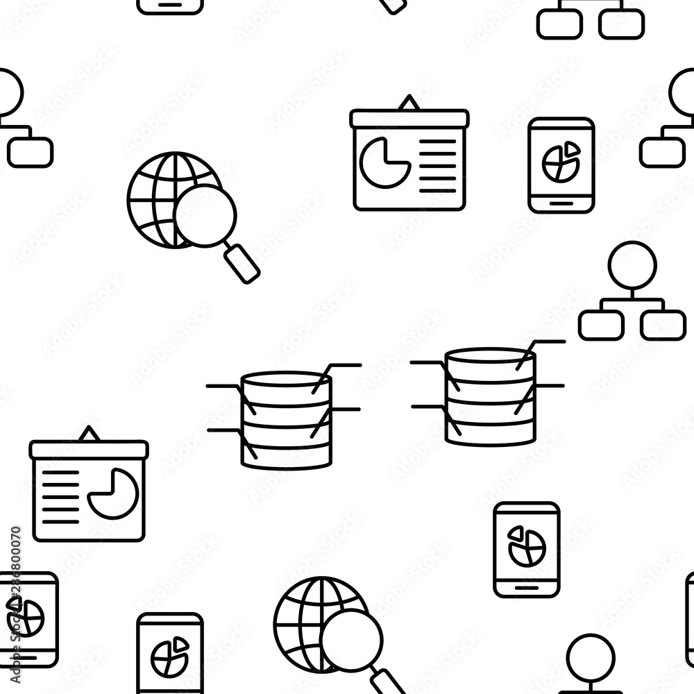 Poster analysing data vector seamless pattern contour illustration