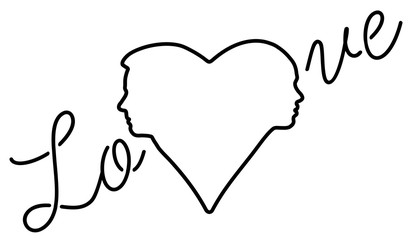 Heart silhouette of boy and girl