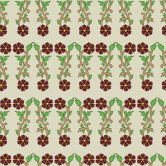 Indian kalamkari flower bail vector seamless