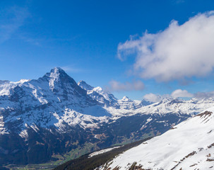 Alps mountain at Grindelwald Switzerland , looking from Sky cliff walk on First peak