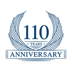 110 years design template. One hundred and ten years jubilee logo. Vector and illustration.