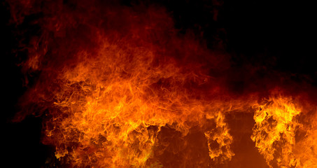 Abstract Fire flames, Blaze fire flame texture for banner background, Conceptual image of burning fire, Perfect fire particles on black background-Image