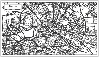 Berlin Germany City Map in Black and White Color.