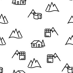 Mountain Alps Seamless Pattern Vector Contour Illustration