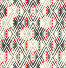 Seamless Hexagon and Circle Wallpaper. Decorative Halftone Pattern