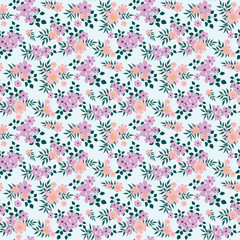 Fashionable pattern in small flowers. Floral seamless background for textiles, fabrics, covers, wallpapers, print, gift wrapping and scrapbooking. Raster copy.