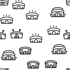 Arena Buildings Seamless Pattern Vector Contour Illustration