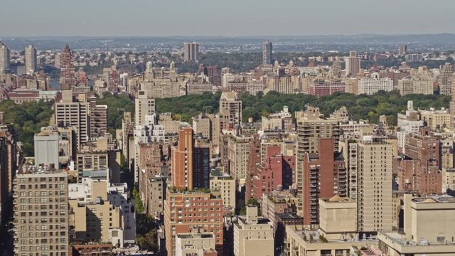 NYC New York Aerial v119 Panning around Upper East Side Manhattan with reservoir view - October 2017