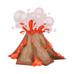 Volcano eruption. Vector illustration on a white background.