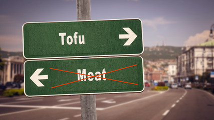Street Sign to Tofu versus Meat