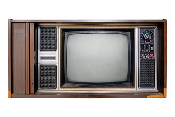 Vintage television - Old TV  isolate on white with clipping path for object. retro technology