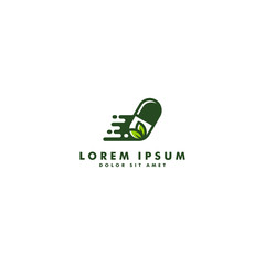 herbal capsule pill leaf medicine drug logo vector icon design