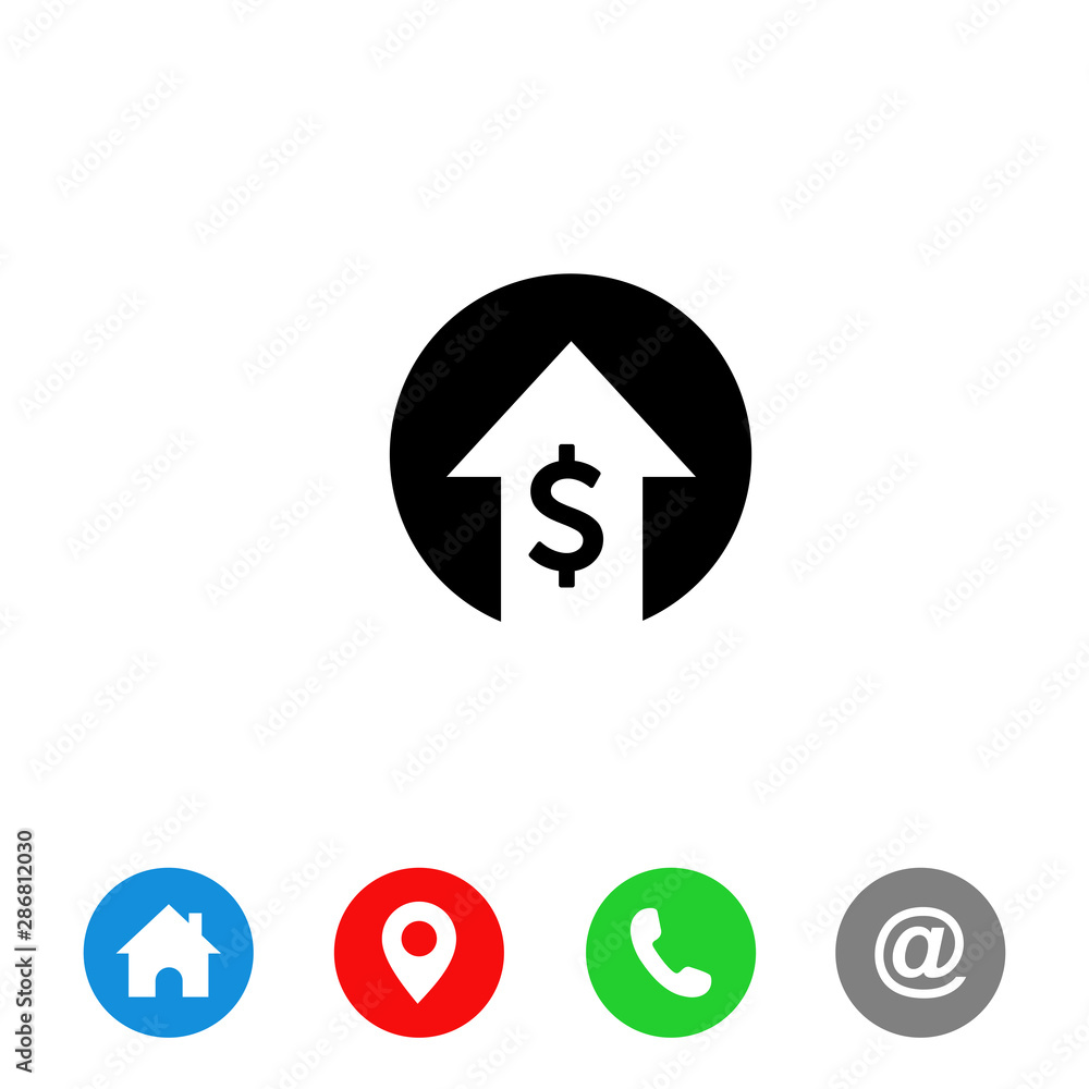 Poster cost reduction icon. dollar down icon vector. symbol for web site computer and mobile vector.