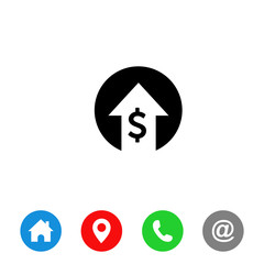 Cost reduction icon. Dollar Down Icon Vector. symbol for web site Computer and mobile vector.