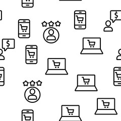 Buyer Elements Seamless Pattern Vector Contour Illustrations