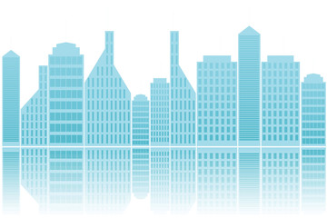 silhouette building city scape with water reflect with copy space eps10 vector illustration