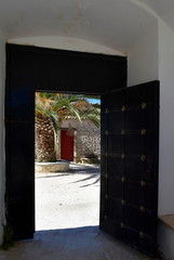 old door from a Greek Orthodox monastery in Zakynthos island