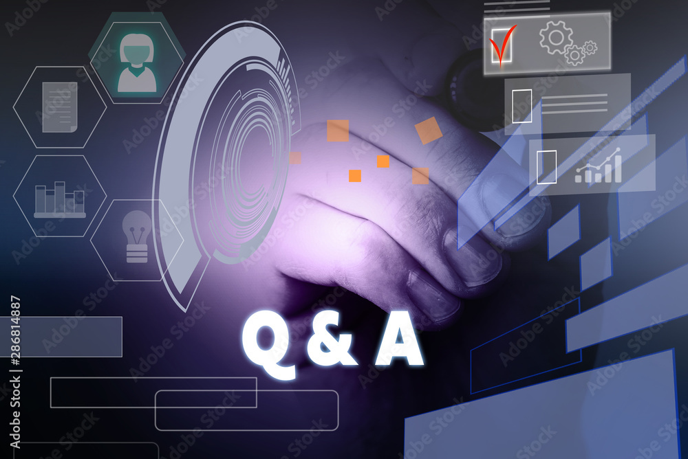 Poster text sign showing q and a. business photo showcasing defined as questions being asked and answers ma