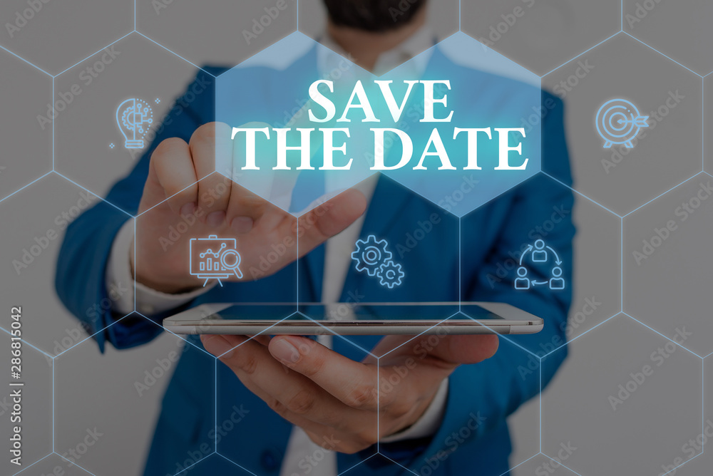 Poster writing note showing save the date question. business concept for asking someone to remember specifi