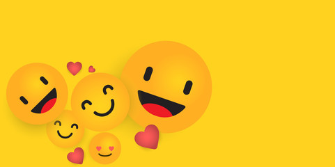 Smile emoticon background vector template. Emoji illustration.