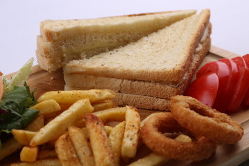 toast, fast food, aperitif, meal, french fries, crusty toast, sausage toast,