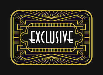 Art Deco Decorative Label Fashionable Geometric Design Exclusive Line Art Ornament For Background Tag Backdrop or Poster