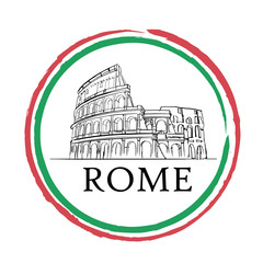 City of Rome logo poster with Italian National flag