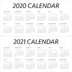 Year 2020 2021 calendar vector design template