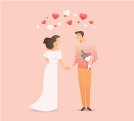 couple in love relationship holding hands vector illustration EPS10