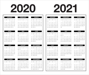 Year 2020 2021 calendar vector design template